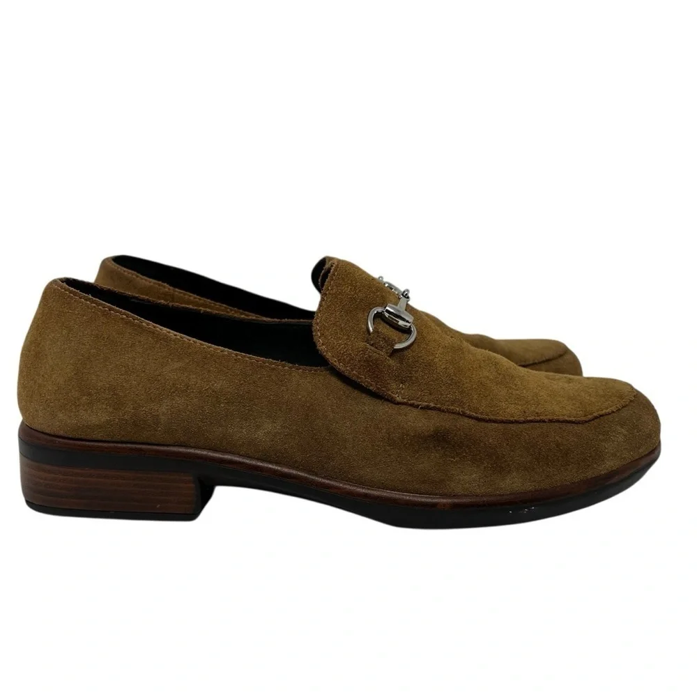 Naot Tan Suede Loafers with Silver Accent